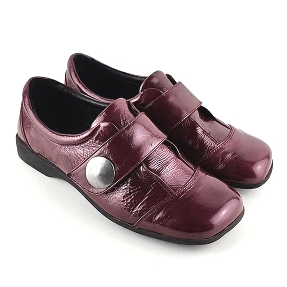 Joseph Seibel Burgundy Patent Leather Strap Slip On  Walking Work Shoes Size 39 - Picture 2 of 16